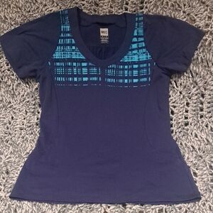 352 - MEC Women's Navy Tee with Bright blue Graphic Yoke